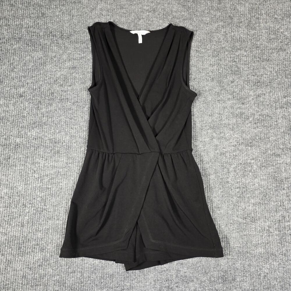 BCBGeneration Black Wrap Front Romper Womens S‎ Sleeveless V Neck Flowy Shorts